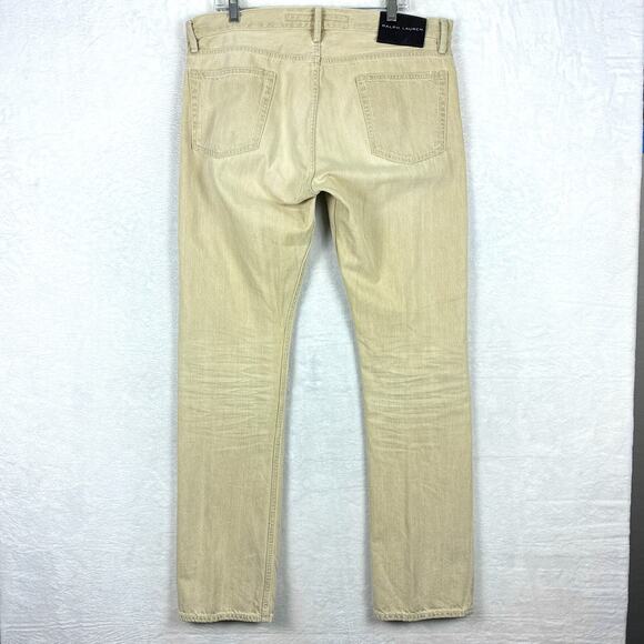 Ralph Lauren Black Label Straight Jeans Mens 34x34 (36x34) Tan Button Fly Preppy - Picture 2 of 11